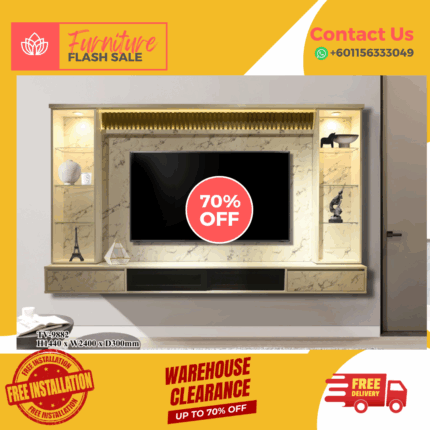 ⚡ TV Cabinet 8 Feet⚡Free Installation ⚡Trendy TV Cabinet Designs⚡ Plug ⚡ LED⚡Glass Shelf