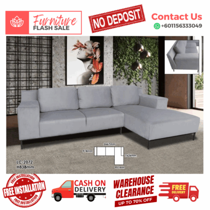 ( 2+L SEATER SOFA ) LOOSE BACK CUSHION DESIGN SOFA/ Free Installation/ Sofa Set/ Sofas/ Office Sofa/ Living Room Sofa/ Bed Room Sofa/ Couch