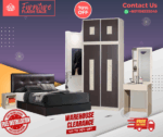 Bedroom Set 4 Pcs/ Bedroom Set/ Bed Frame/ Wardrobe/ Dressing Table/ Side Table/ Free Installation - Image 2