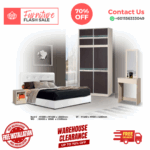Bedroom Set 4 Pcs/ Bedroom Set/ Bed Frame/ Wardrobe/ Dressing Table/ Side Table/ Free Installation
