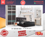 Bedroom Set 3 Pcs/ Bedroom Set/ Bed Frame/ Wardrobe/ Dressing Table/ Side Table/ Free Installation - Image 2